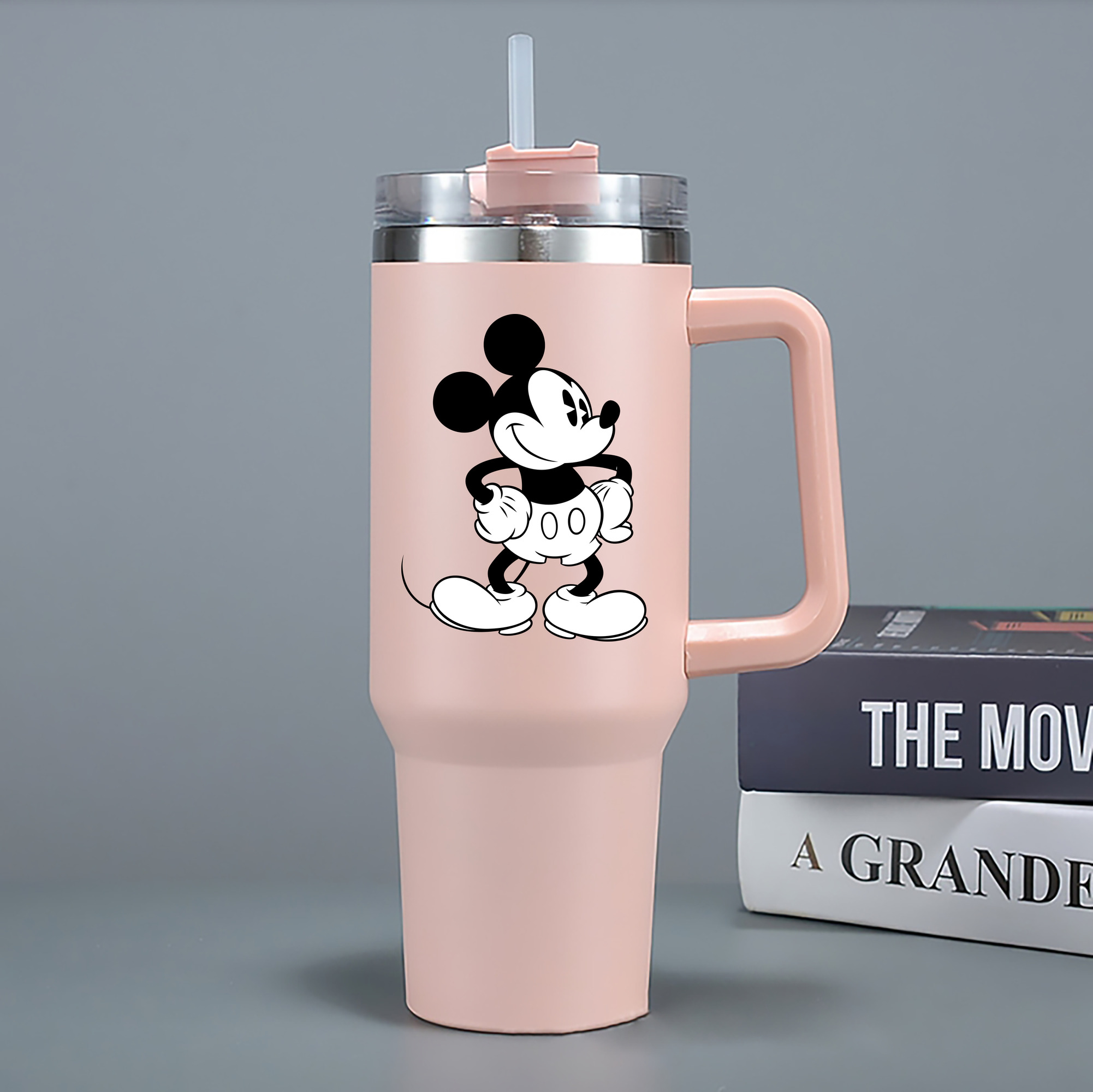 （画像用） ミッキーマウス Mickey Mouse 1200mL車用タンブラー - クリスタルステッカー（プラスチックストロー付き）